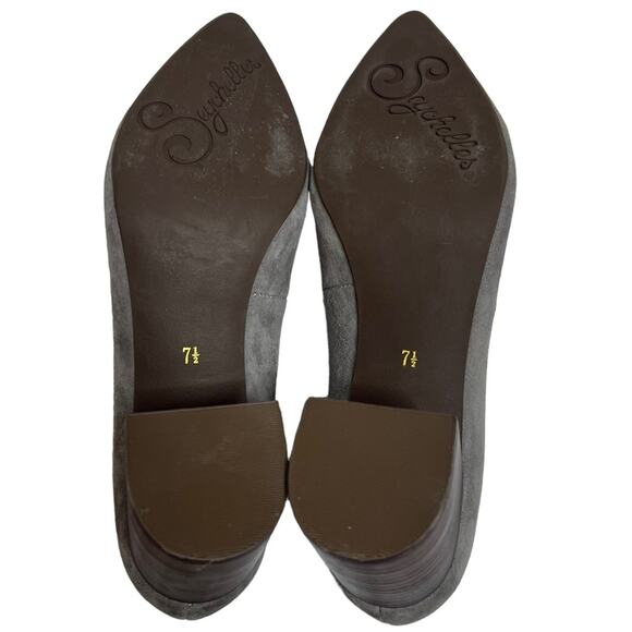 Seychelles Matilda suede block heel pointy toe heels gray Sz 7.5 - Picture 5 of 6